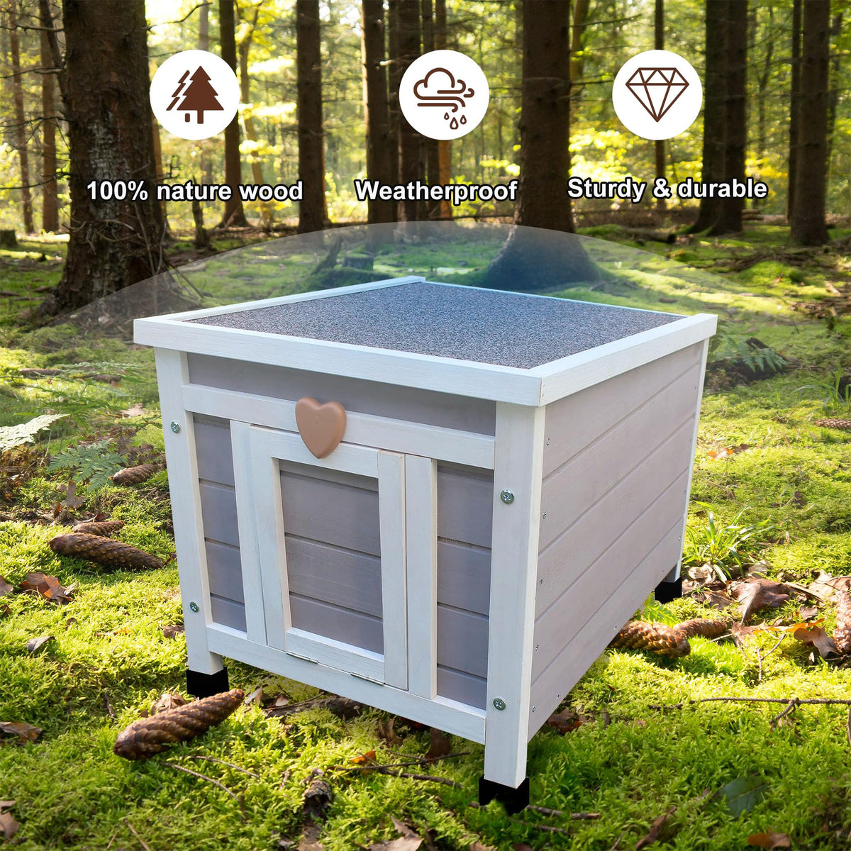 Insulated Outdoor Cat House with Liner J407327