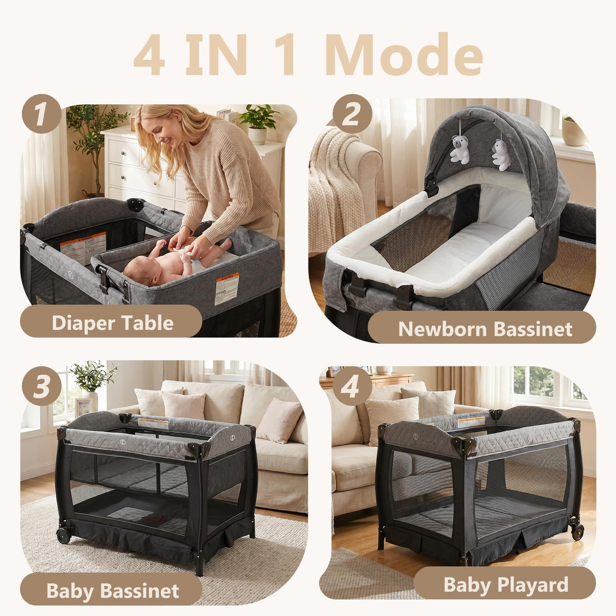 4 in 1 Black Baby Playard V31908