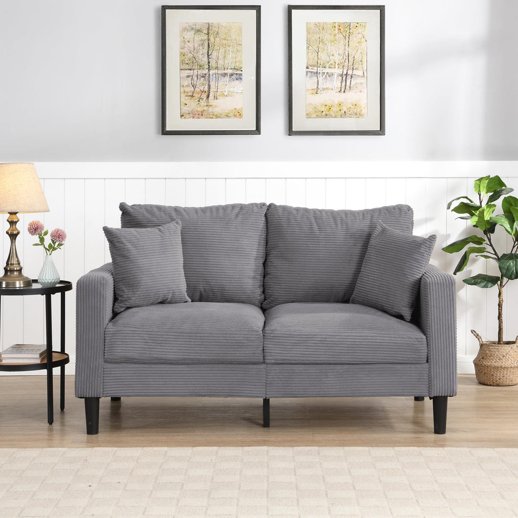 Light Gray 2-Seater Upholstered Loveseat Sofa T995