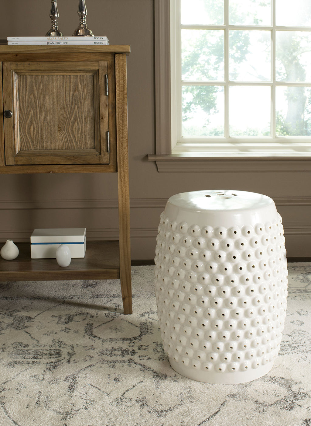 Creme Ceramic Garden Stool R274