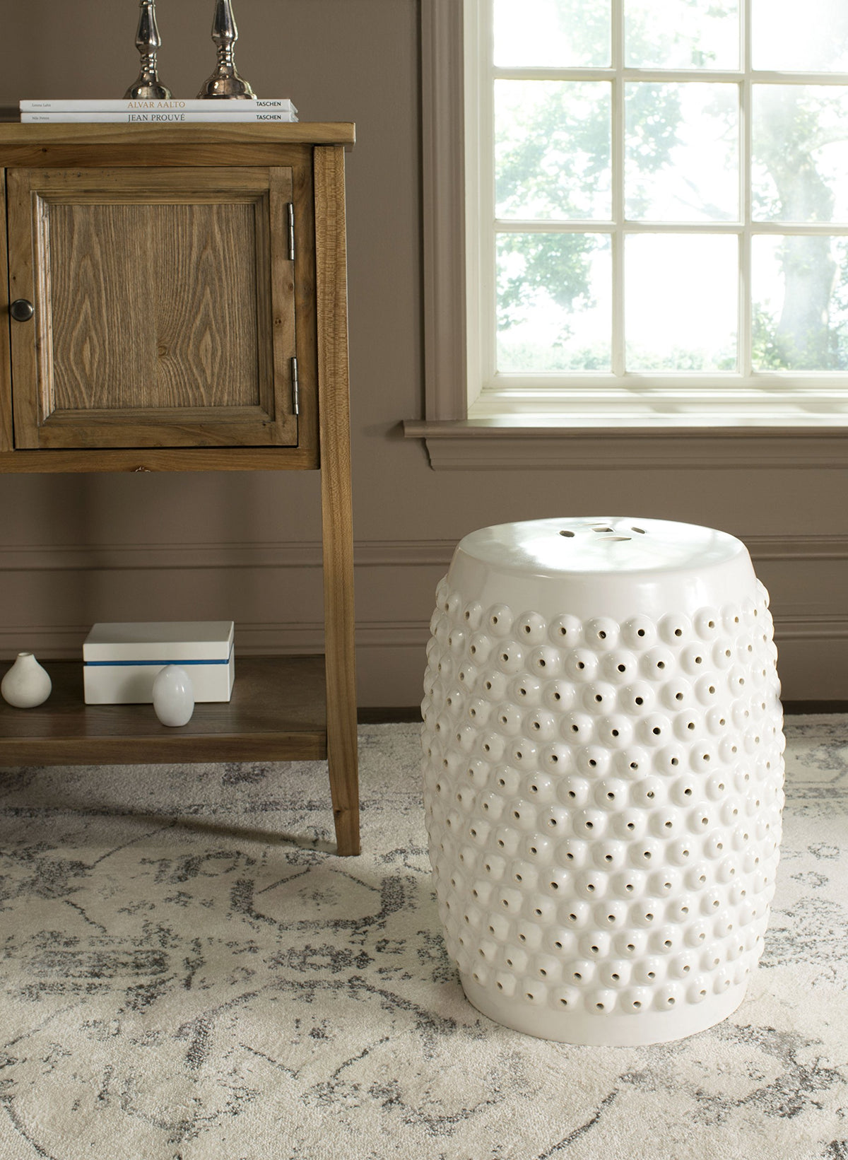 Creme Ceramic Garden Stool R274