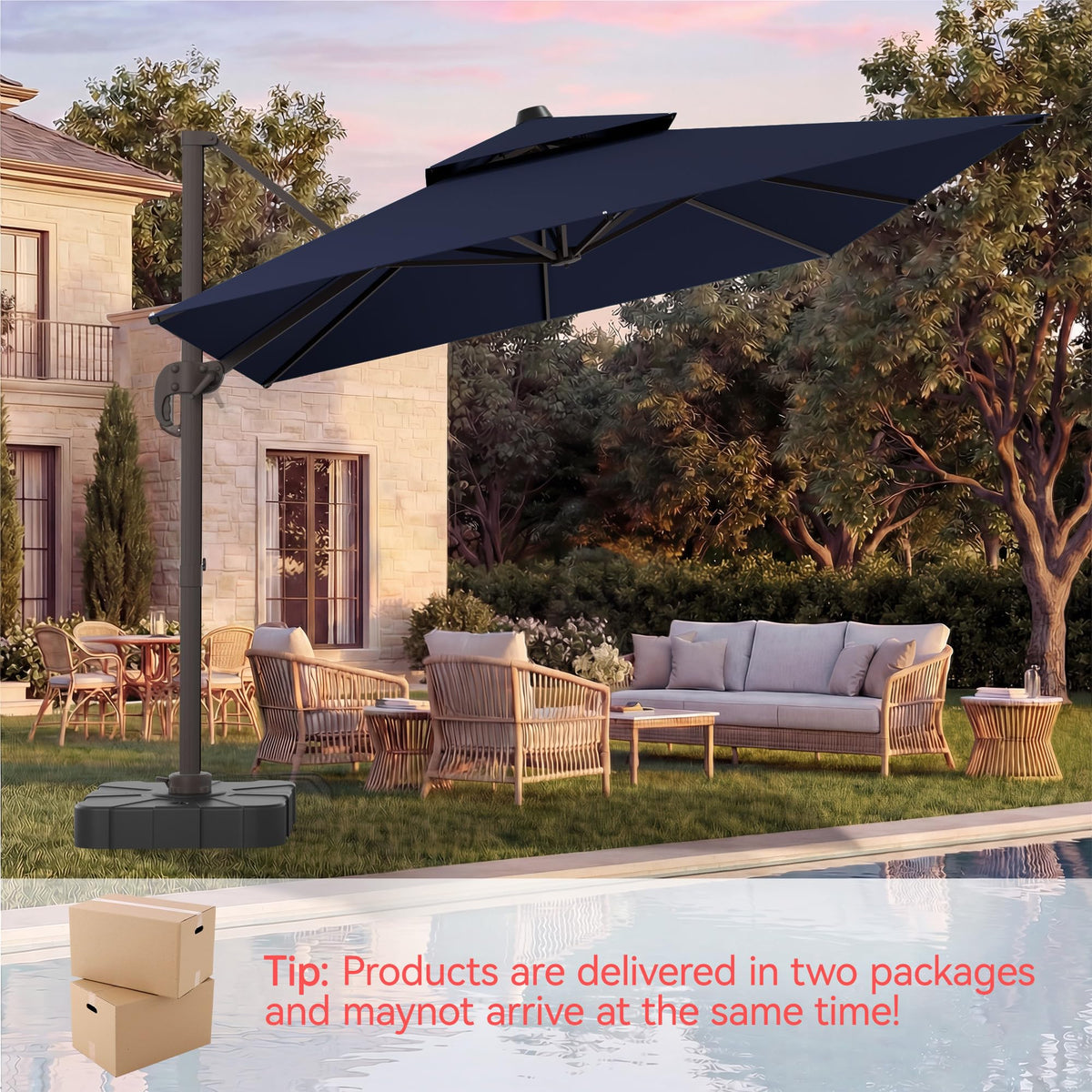 Cantilever Patio Umbrella with Base V920258